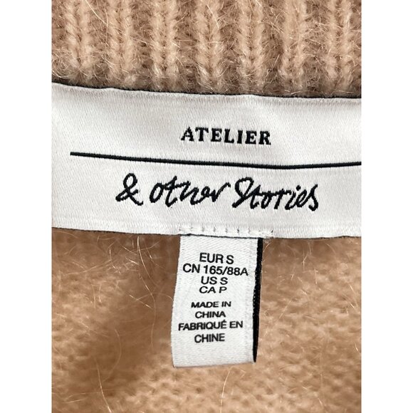 & Other Stories Tan Crew Neck Mohair Sweater Sz Small - Picture 3 of 6